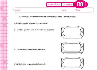 Registrar horas en relojes digitales y medir el tiempo