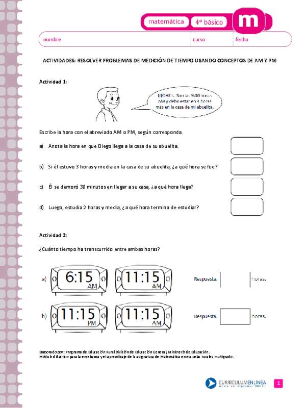 Resolver problemas de medición de tiempo usando conceptos de AM Y PM