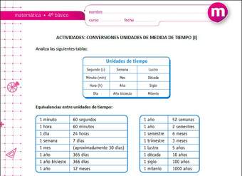 Conversiones unidades de medida de tiempo (I)