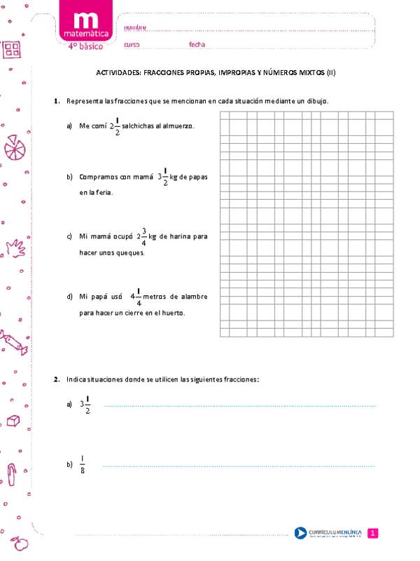 Fracciones propias, impropias y números mixtos (II)