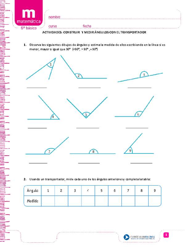 Dibujar y medir ángulos  con el transportador