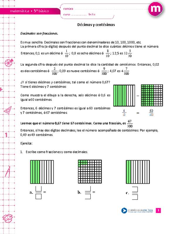 Décimos y centésimos