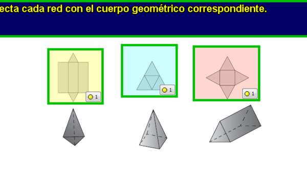 Conecta cada red con su cuerpo geométrico