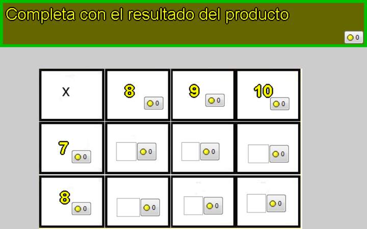 Tablas de multiplicar de 7, 8, 9 y 10