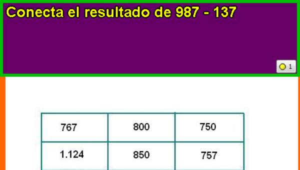 Cálculo mental sustracción de dos números