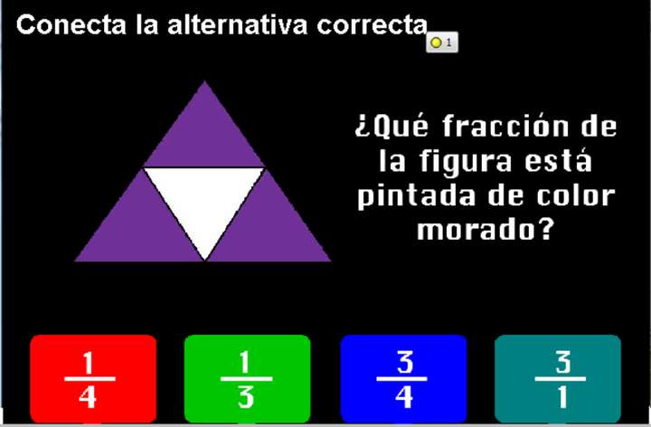 ¿Qué fracción de la figura está pintada morado?