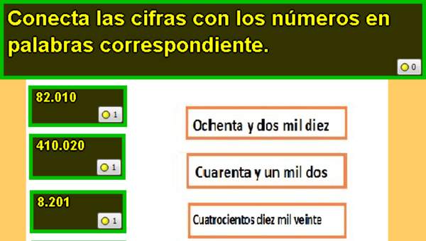 Números escritos en palabras y con símbolos