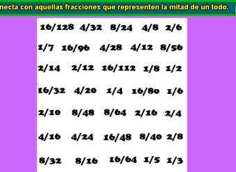 Fracciones iguales a 1/2