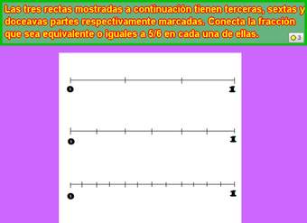 Fracciones equivalentes a 5/6 en la recta numérica