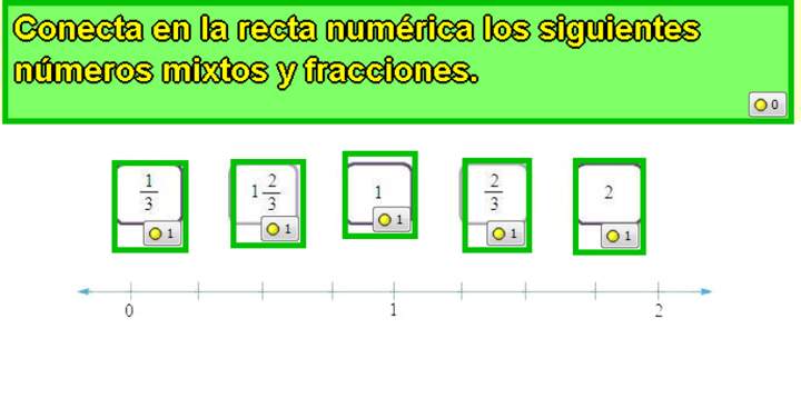 Ubicar fracciones en recta numérica (II)