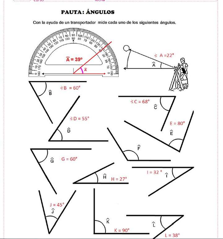 Medir ángulos con el uso del transportador (II)