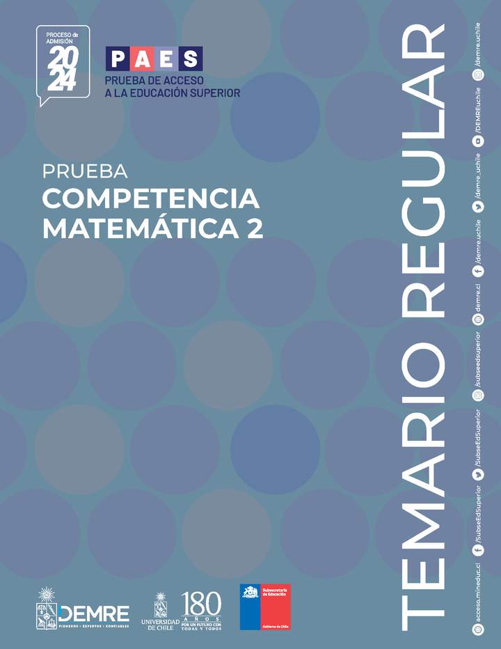 Temario PAES Regular Competencia Matemática 2