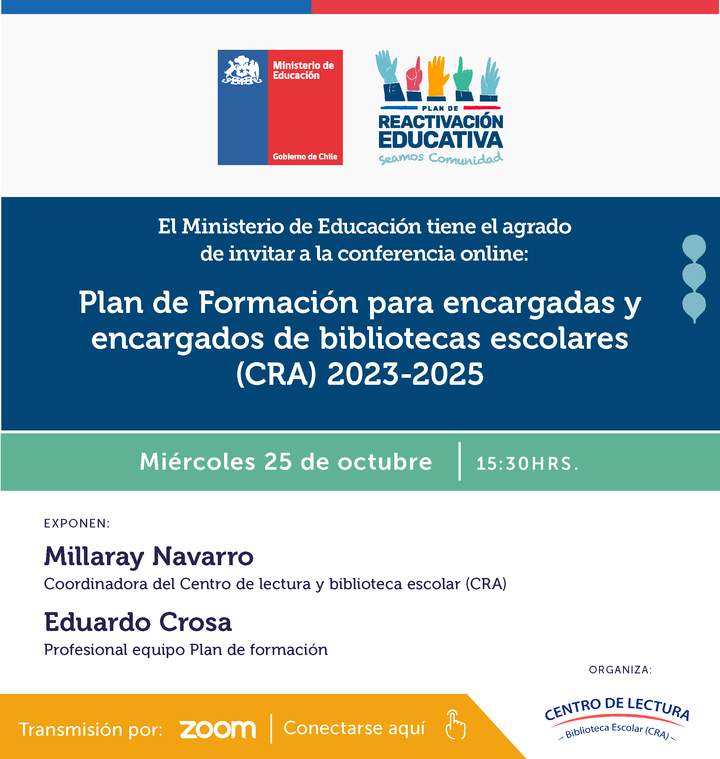 Plan de Formación para encargadas y encargados de bibliotecas escolares (CRA) 2023-2025
