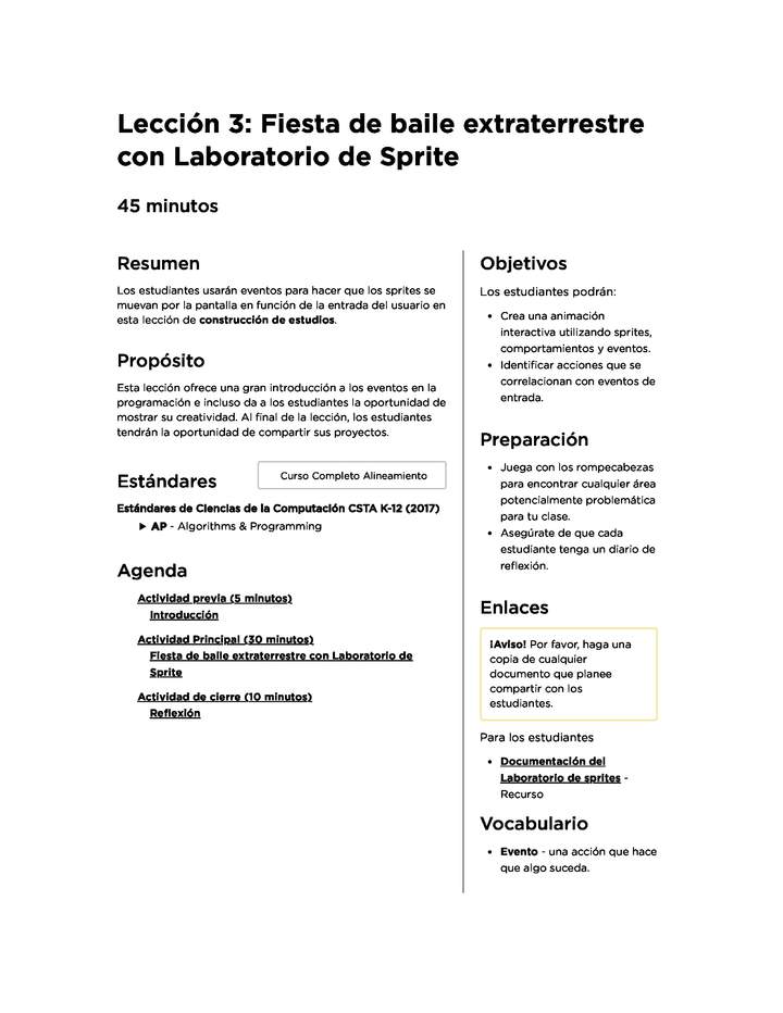 Lección 03: Fiesta de baile extraterrestre con Laboratorio de Sprite