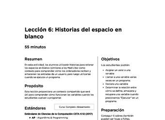 Lección 6: Historias del espacio en blanco