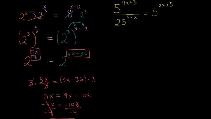 Resolviendo ecuaciones exponenciales más complejas | Álgebra I | Khan Academy en Español