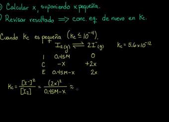 Aproximación "x" pequeña cuando Kc es pequeña | Química | Khan Academy en Español