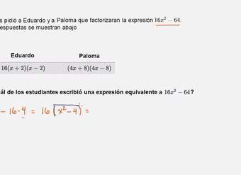 Expresiones equivalentes para diferencia de cuadrados