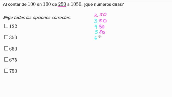 Contando de 100 en 100. Ejemplo