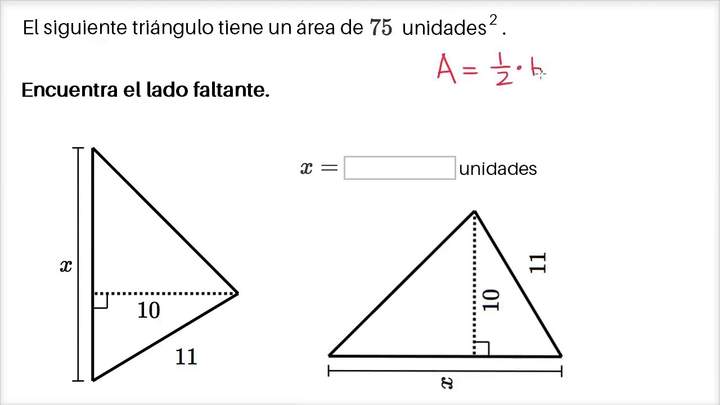 Ejemplo de un triángulo con un lado desconocido | Khan Academy en Español