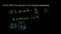 Representación un número como decimal, porcentaje y fracción