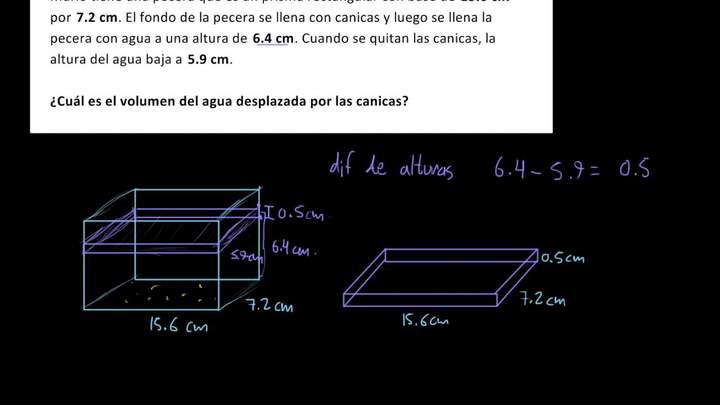 Volumen de canicas en una pecera