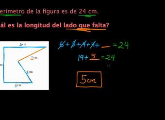 Encontrar la longitud de un lado faltante cuando nos dan el perímetro | Khan Academy en Español