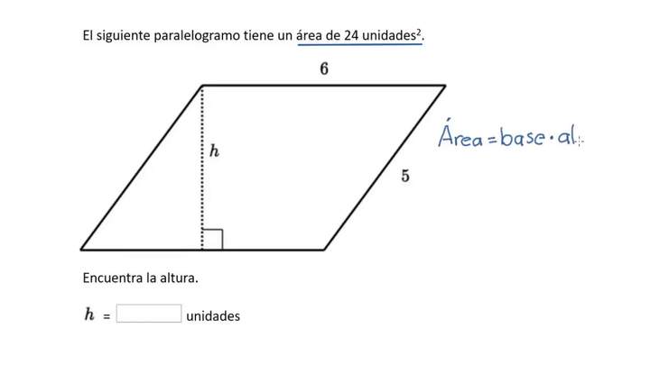 Encontrar la altura de un paralelogramo | Khan Academy en Español