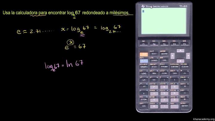 Obteniendo el logaritmo natural con calculadora