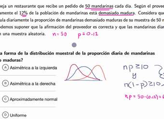 Las condiciones necesarias para una distribución muestral de proporciones muestrales