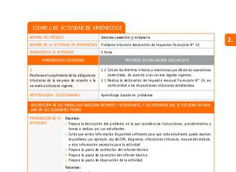 Problema tributario declaración de impuestos Formulario N° 29