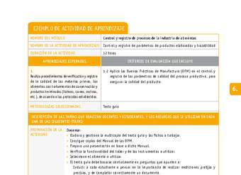 Control y registro de parámetros de productos elaborados y trazabilidad