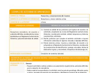 Recepcionar y rotular materias primas