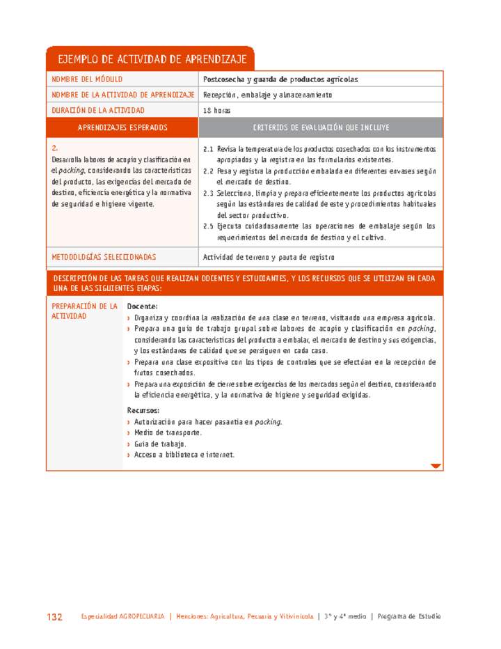 Recepción, embalaje y almacenamiento