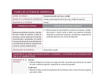 Armado y desarmado de matriz de corte y molde de inyección