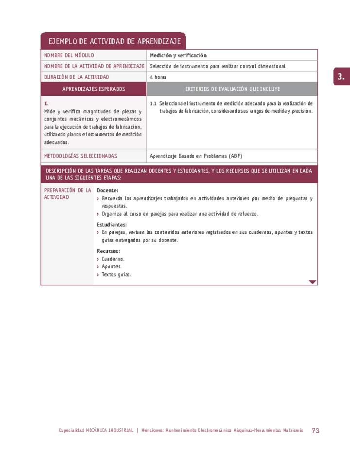 Selección de instrumento para realizar control dimensional