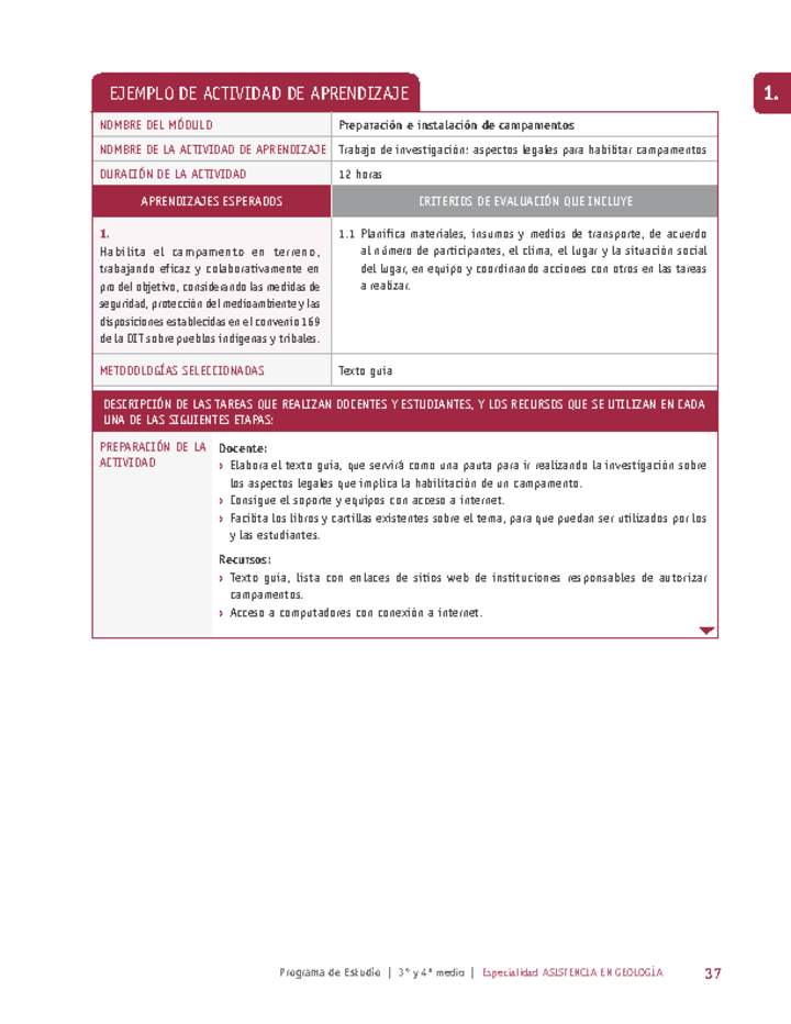 Trabajo de investigación: aspectos legales para habilitar campamentos