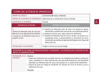 Elaboración de un muestrario de rocas y minerales