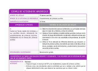 Procedimientos de primeros auxilios