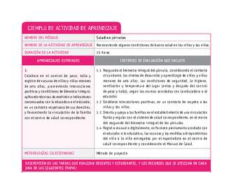 Reconociendo algunas condiciones de buena salud en los niños y las niñas