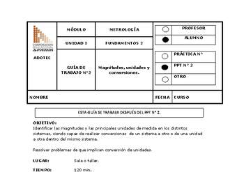 Guía de trabajo del estudiante Metrología magnitudes, unidades y conversiones.