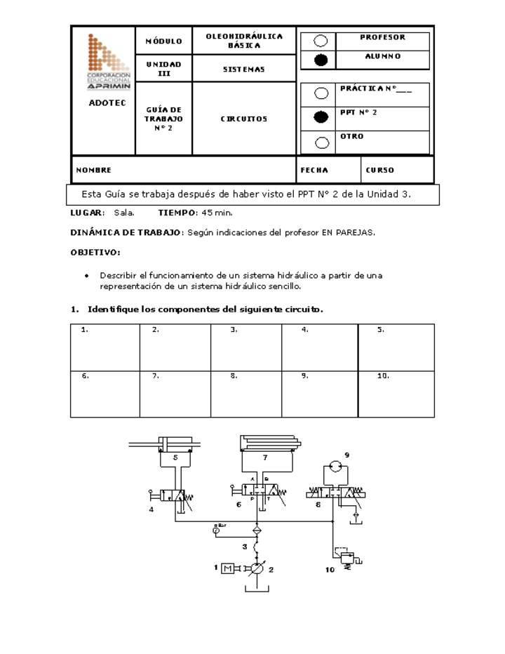Guía de trabajo del estudiante Oleo-hidráulica circuitos
