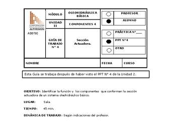 Guía de trabajo del estudiante Oleo-hidráulica, sección actuadora.