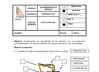 Guía de trabajo del estudiante Oleo-hidráulica, grúa hidráulica.
