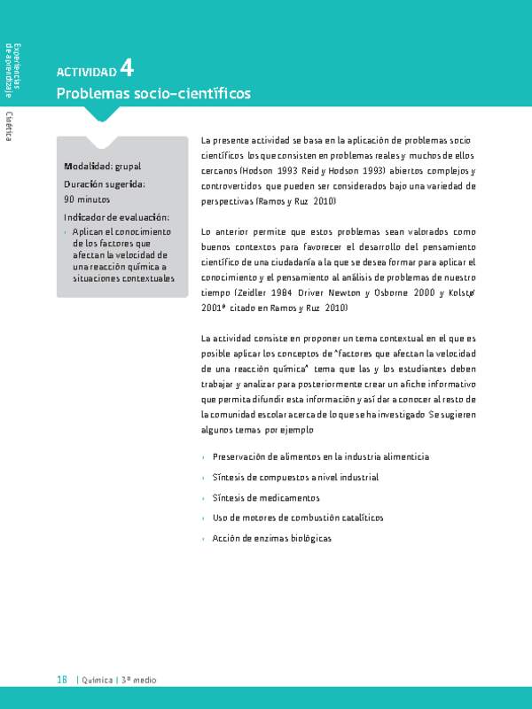 Sugerencia para el profesor: Actividad 4. Problemas socio-científicos