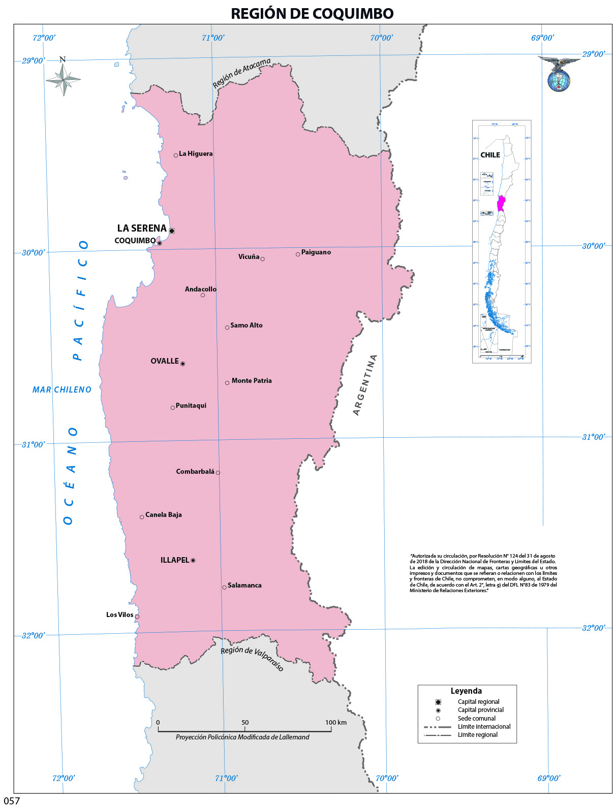 Mapa región de Coquimbo (color) Imagen portada