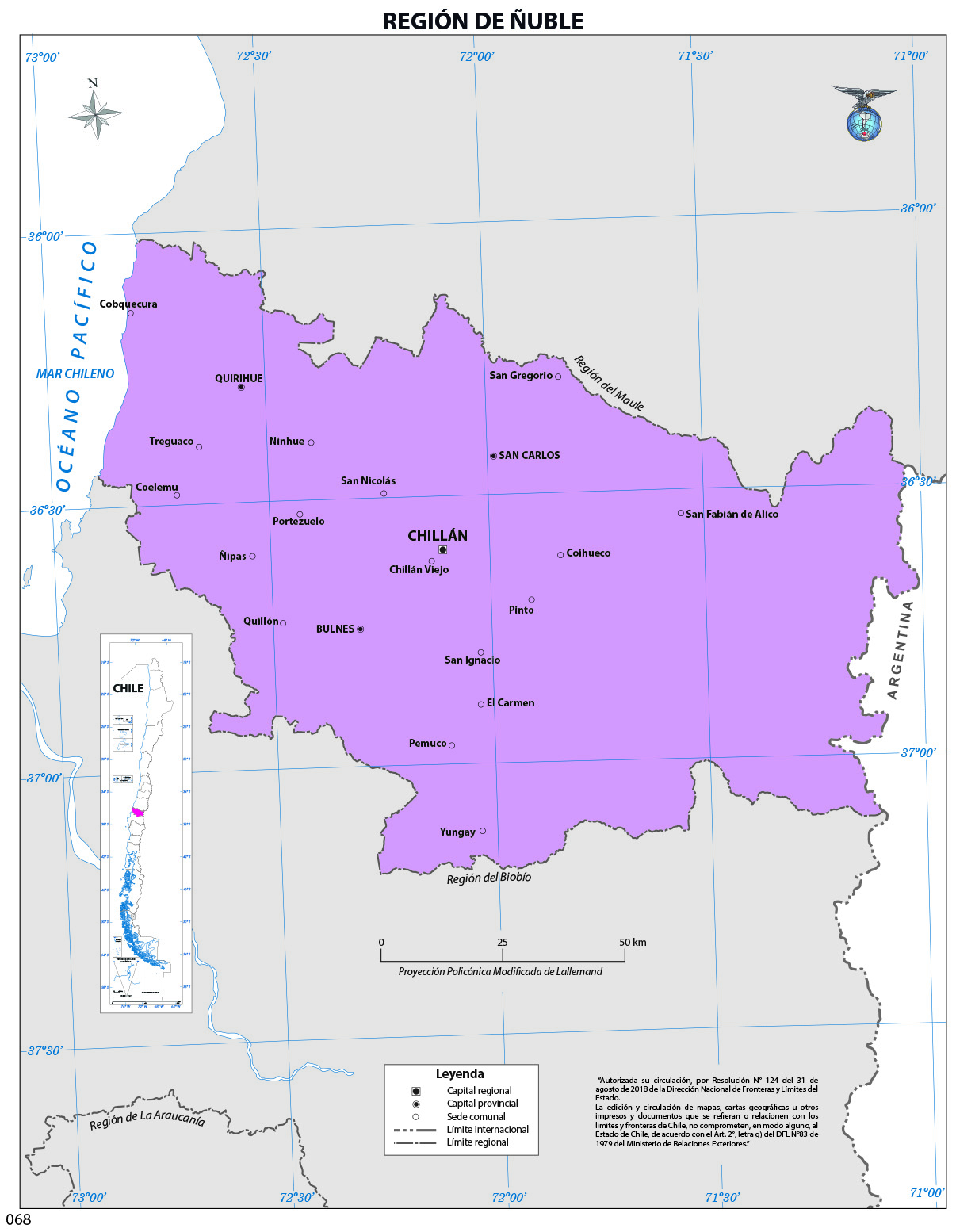 Mapa región de Ñuble (color) Imagen portada