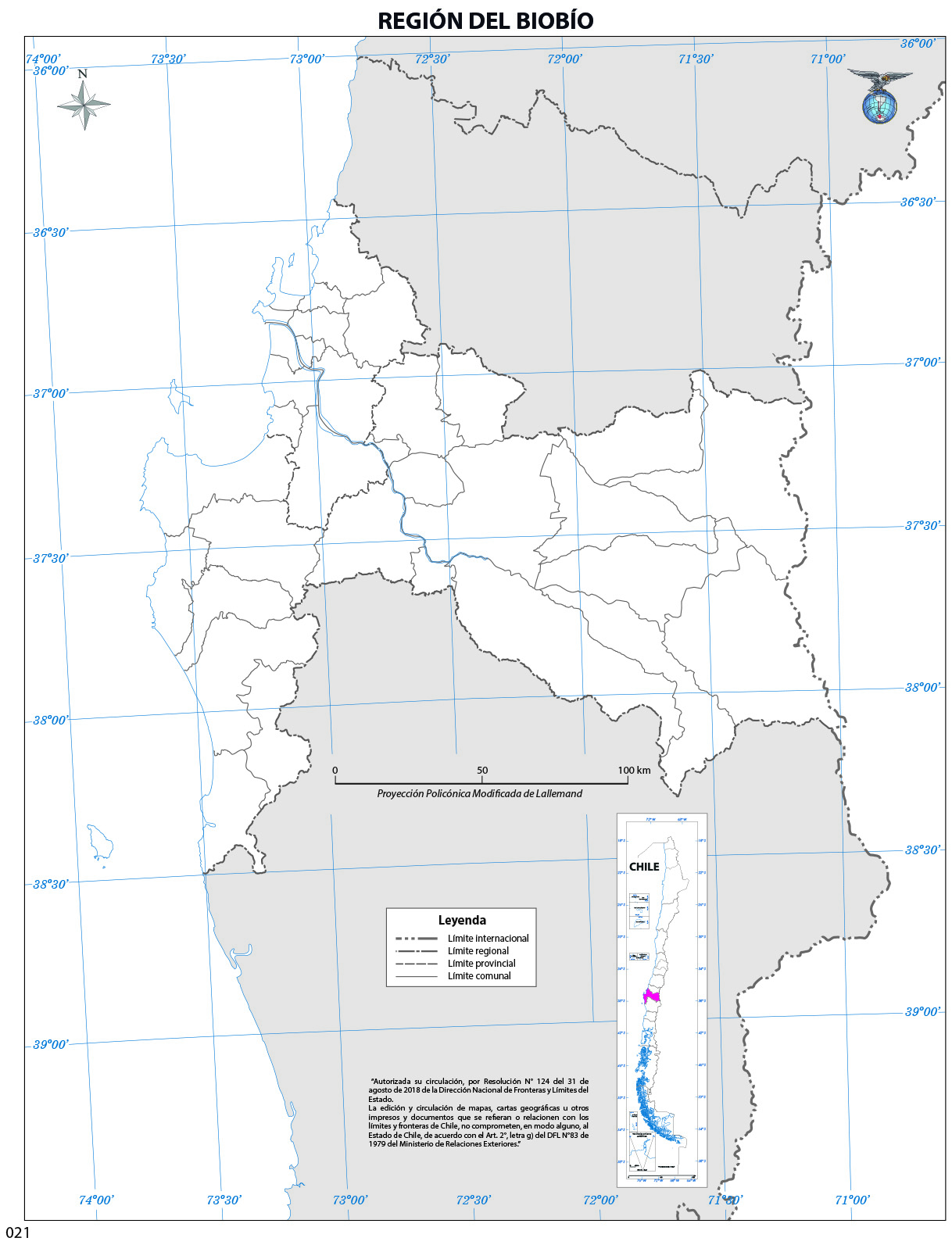 Mapa región de Biobío (mudo) Imagen portada