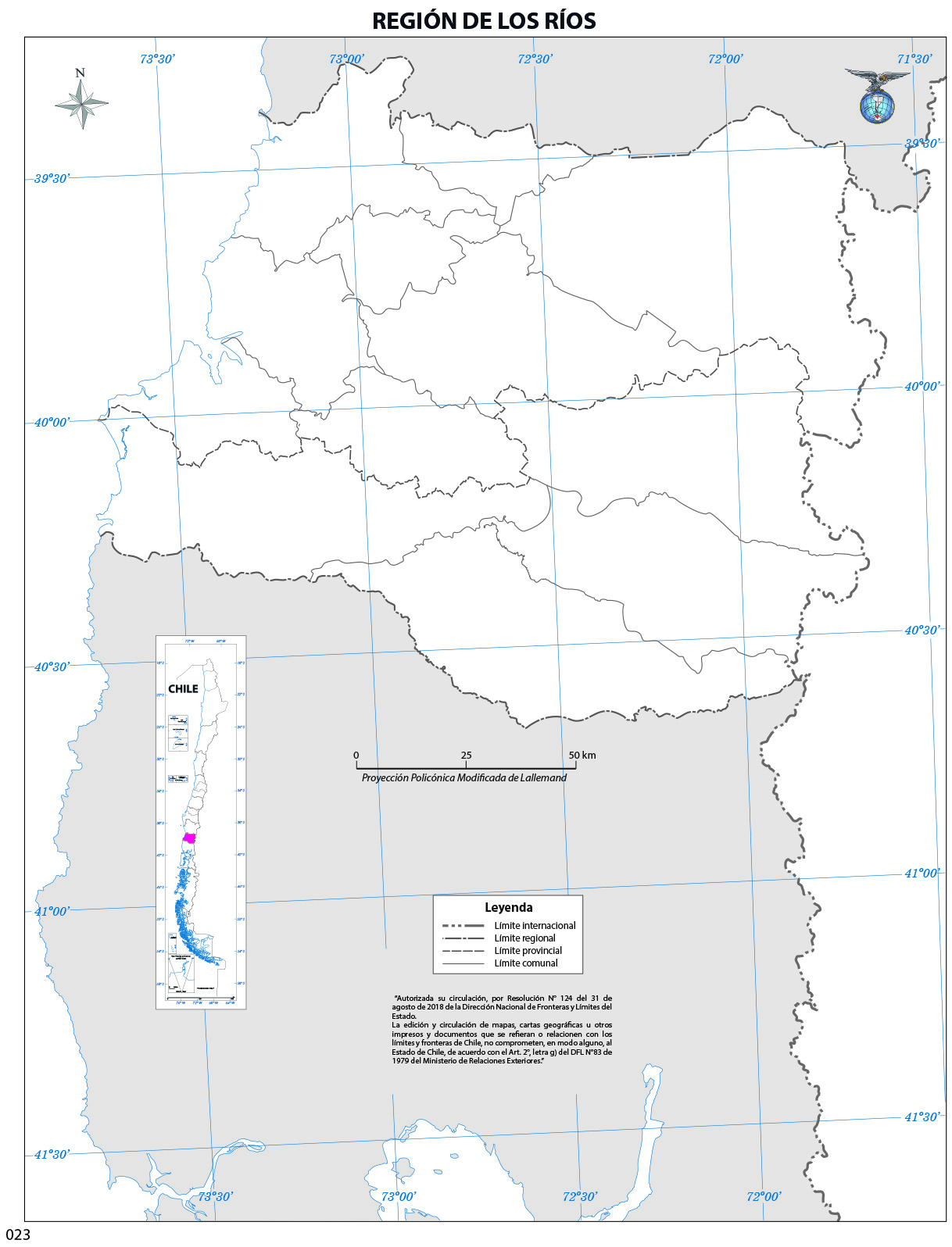 Mapa región de los Ríos (mudo) Imagen portada