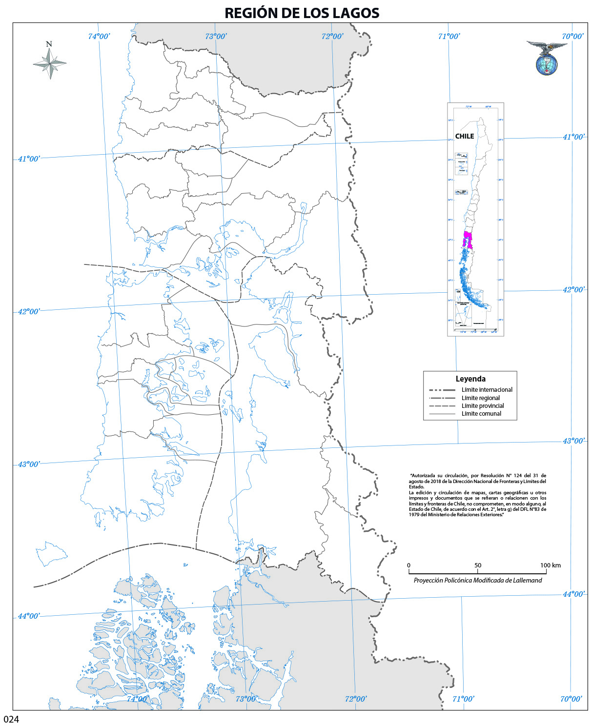 Mapa región de los Lagos (color) Imagen portada